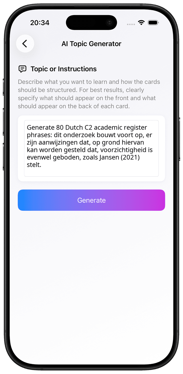AI prompt for Dutch C2 academic register and wetenschappelijk schrijven vocabulary