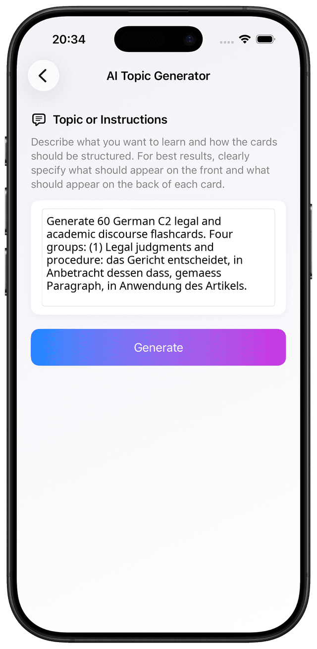 AI prompt for German C2 legal and academic discourse vocabulary
